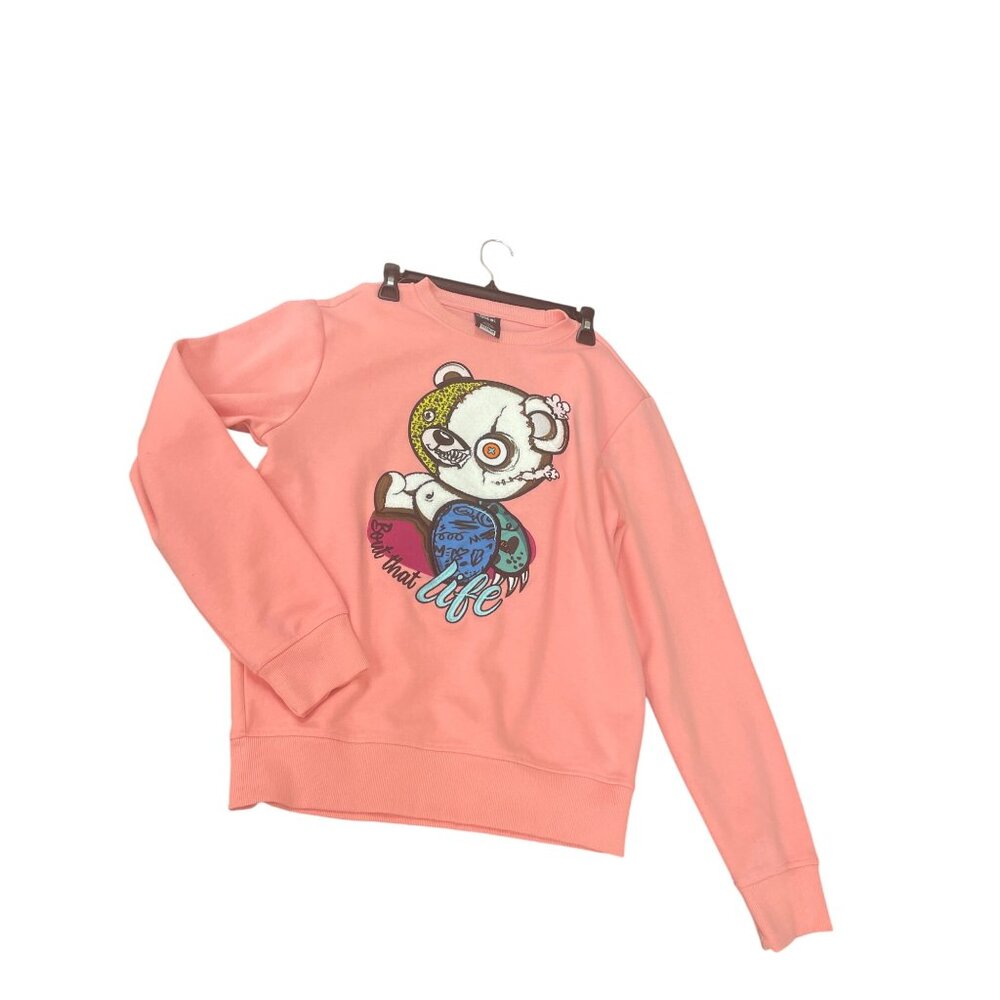 Genuine Authentic womans pink Graphic embroided Medium sweatshirt SKU 8306